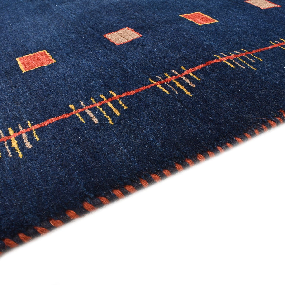 Gabbeh Tapijt - Loribaft Perzisch - 143 x 110 cm - donkerblauw
