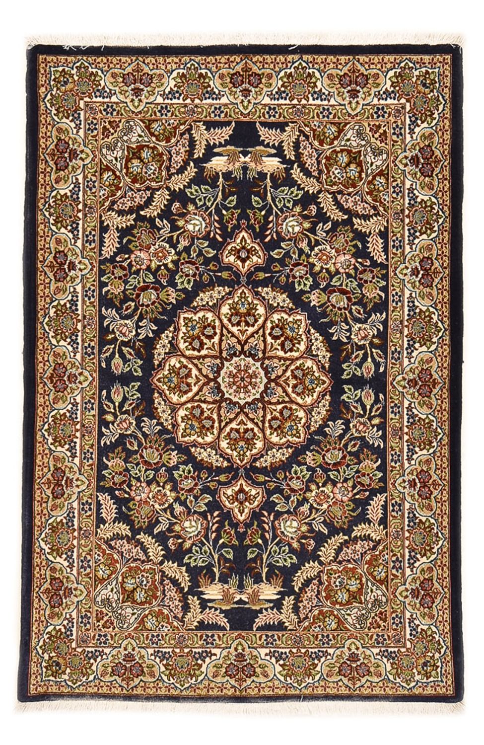 Perzisch tapijt - Ghom - Koninklijk - 154 x 102 cm - donkerblauw