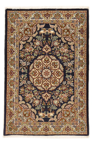 Perzisch tapijt - Ghom - Koninklijk - 154 x 102 cm - donkerblauw
