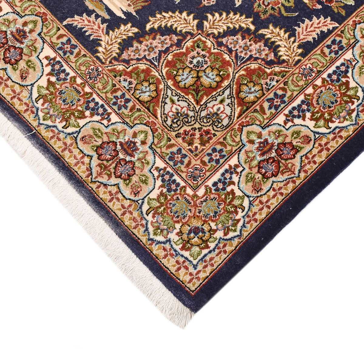 Perzisch tapijt - Ghom - Koninklijk - 154 x 102 cm - donkerblauw