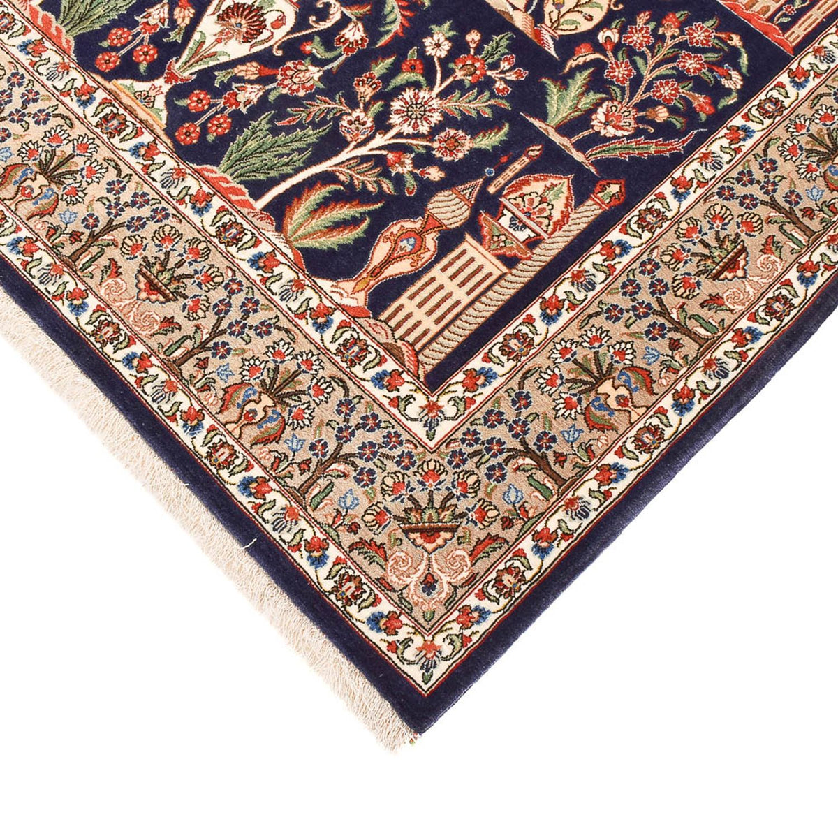 Perzisch tapijt - Ghom - Koninklijk - 200 x 130 cm - donkerblauw