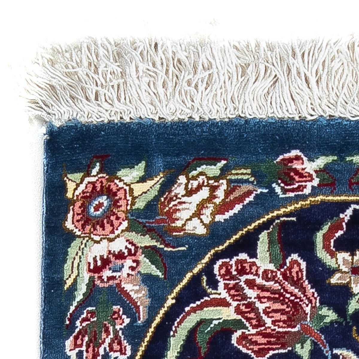 Zijden tapijt - Ghom Silk - Premium - 40 x 28 cm - donkerblauw