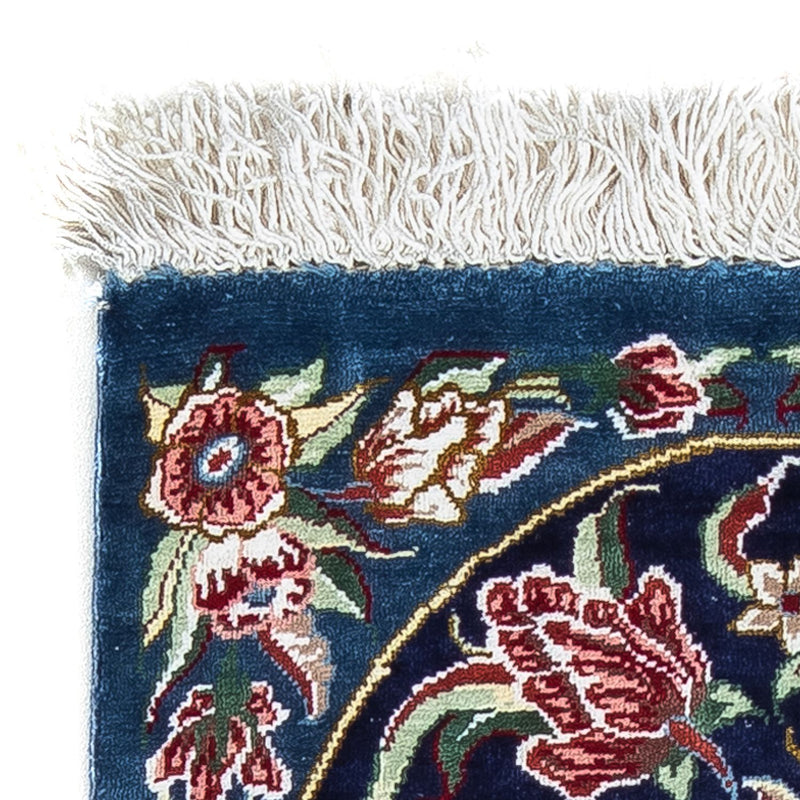 Zijden tapijt - Ghom Silk - Premium - 40 x 28 cm - donkerblauw