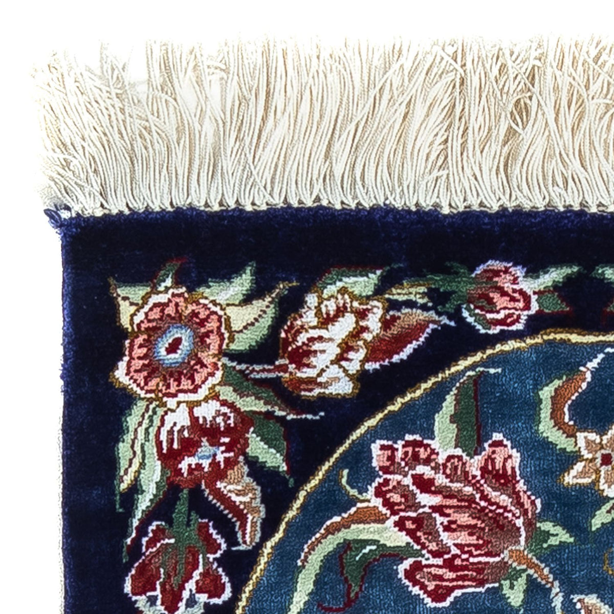 Zijden tapijt - Ghom Silk - Premium - 40 x 28 cm - donkerblauw