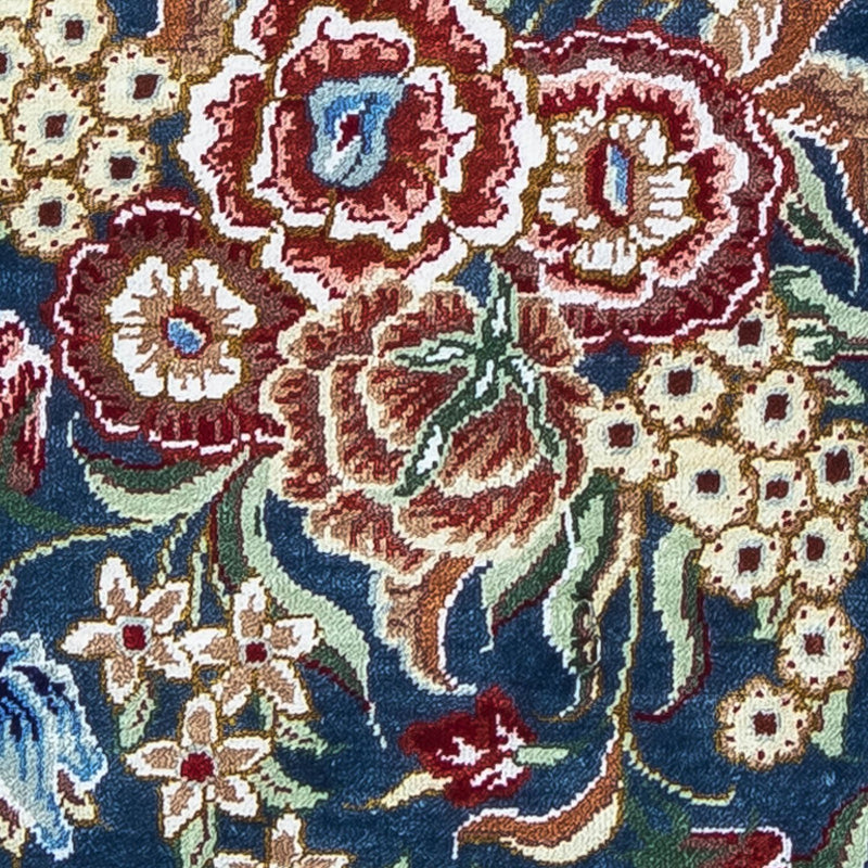 Zijden tapijt - Ghom Silk - Premium - 40 x 28 cm - donkerblauw