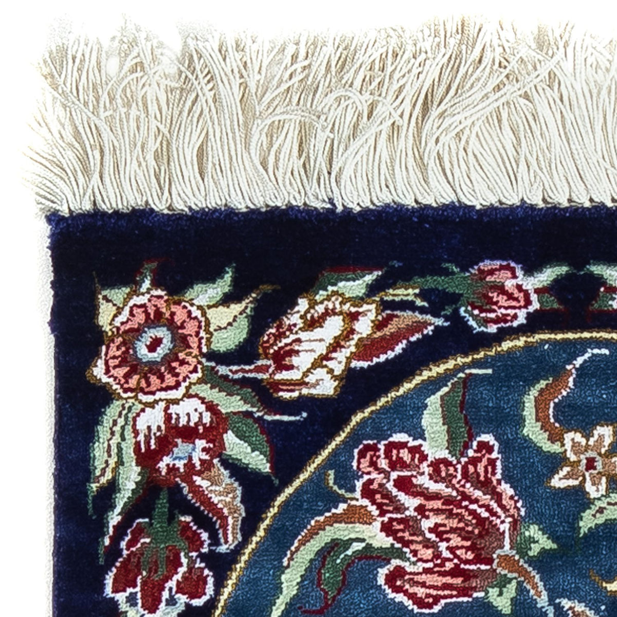 Zijden tapijt - Ghom Silk - Premium - 40 x 28 cm - donkerblauw