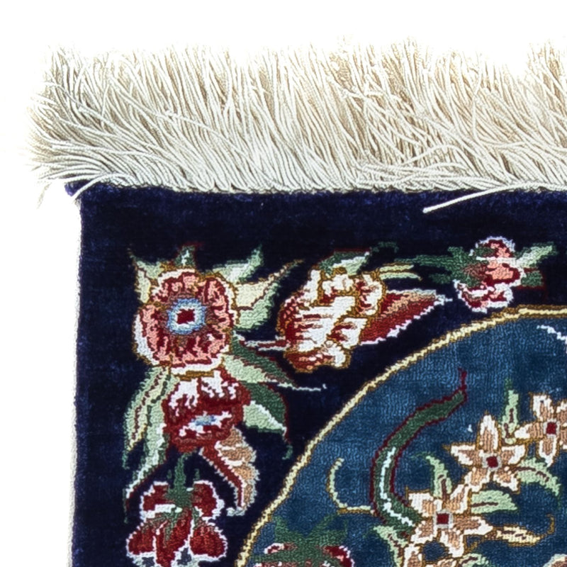 Zijden tapijt - Ghom Silk - Premium - 40 x 28 cm - donkerblauw