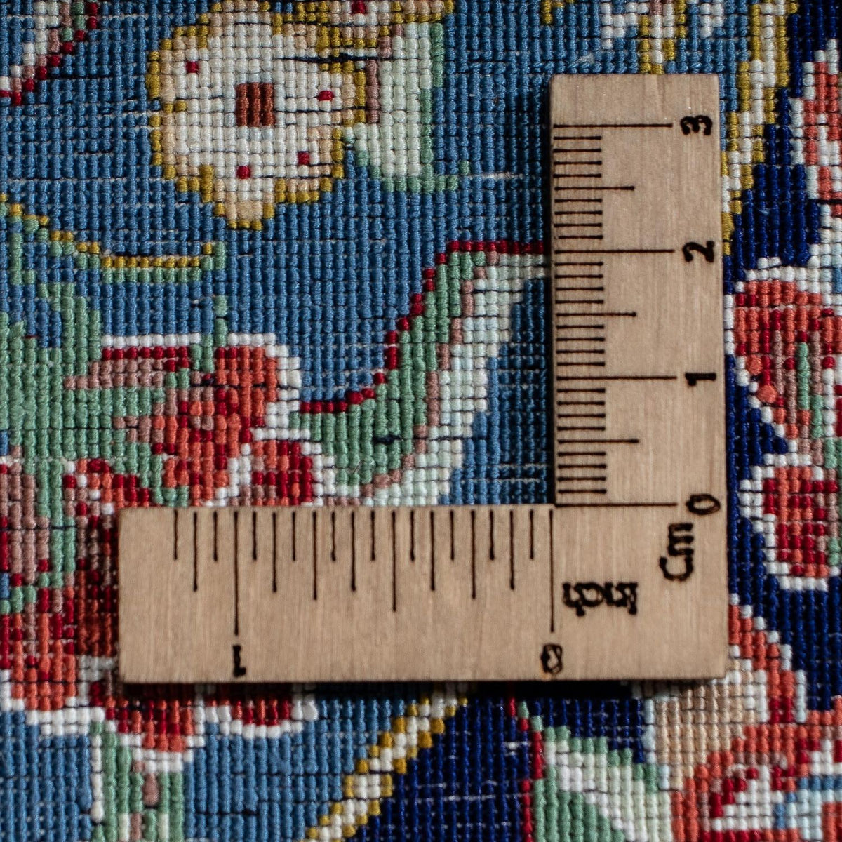 Zijden tapijt - Ghom Silk - Premium - 40 x 28 cm - donkerblauw