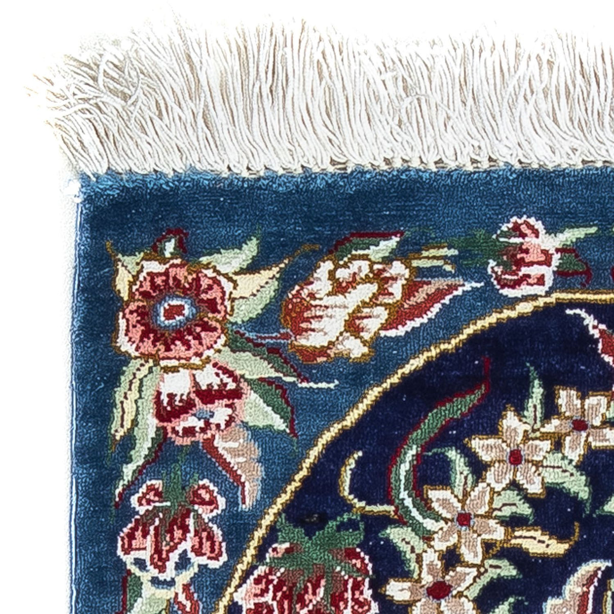 Zijden tapijt - Ghom Silk - Premium - 40 x 28 cm - donkerblauw