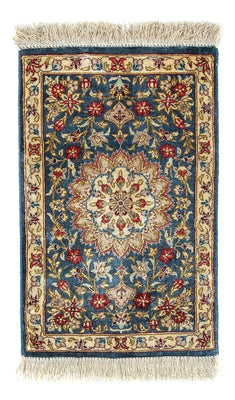 Zijden tapijt - Ghom Silk - Premium - 44 x 27 cm - donkerblauw