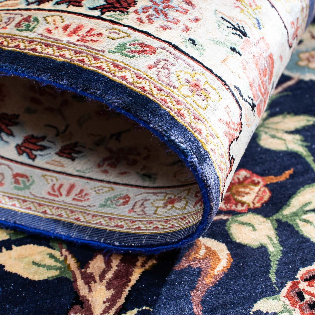 Perzisch tapijt - Ghom - 110 x 77 cm - donkerblauw