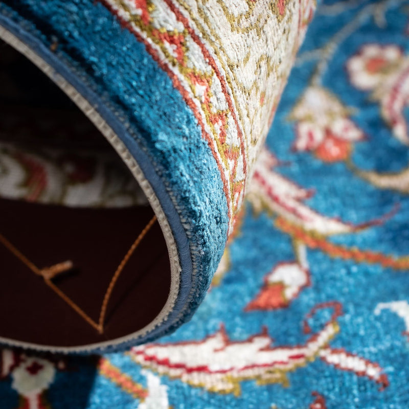 Perzisch tapijt - Ghom - 92 x 57 cm - donkerblauw