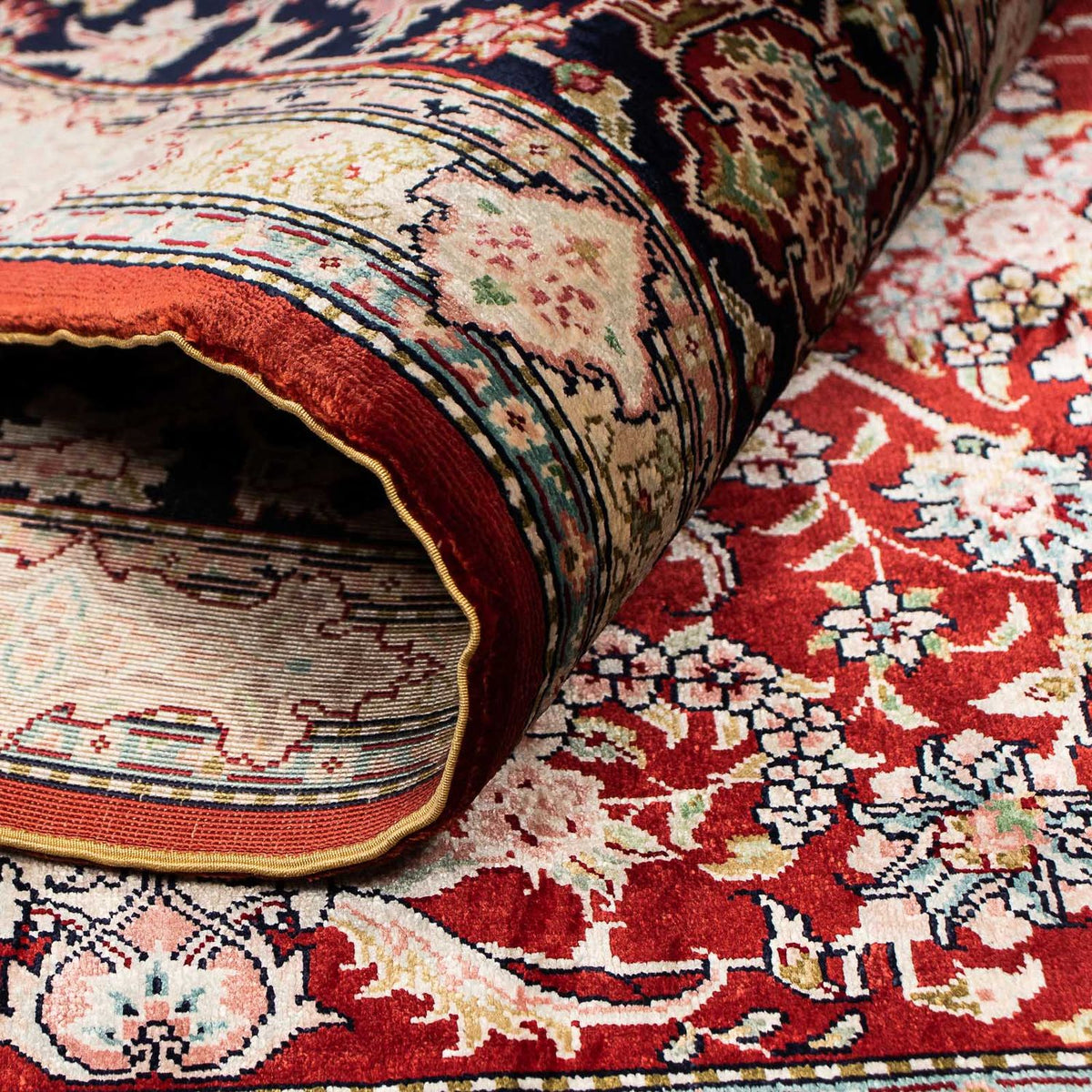 Zijden tapijt - China zijde - 183 x 122 cm - donkerrood