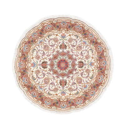 Perzisch tapijt - Tabriz - Royal rond  - 105 x 105 cm - beige