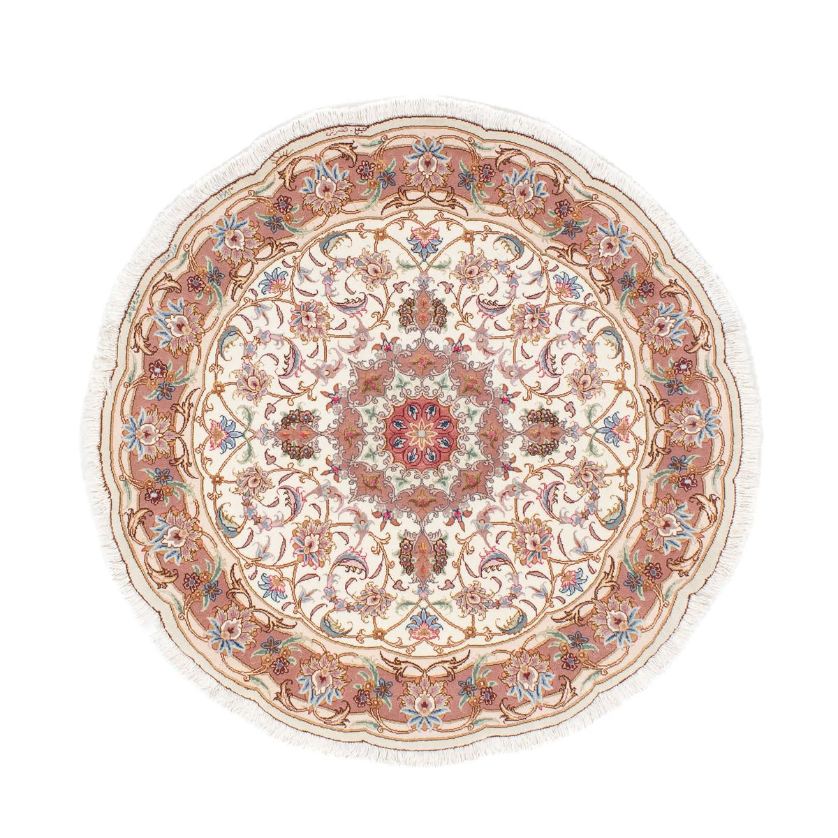 Perzisch tapijt - Tabriz - Royal rond  - 105 x 105 cm - beige