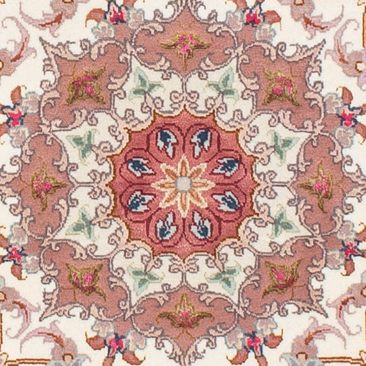 Perzisch tapijt - Tabriz - Royal rond  - 105 x 105 cm - beige