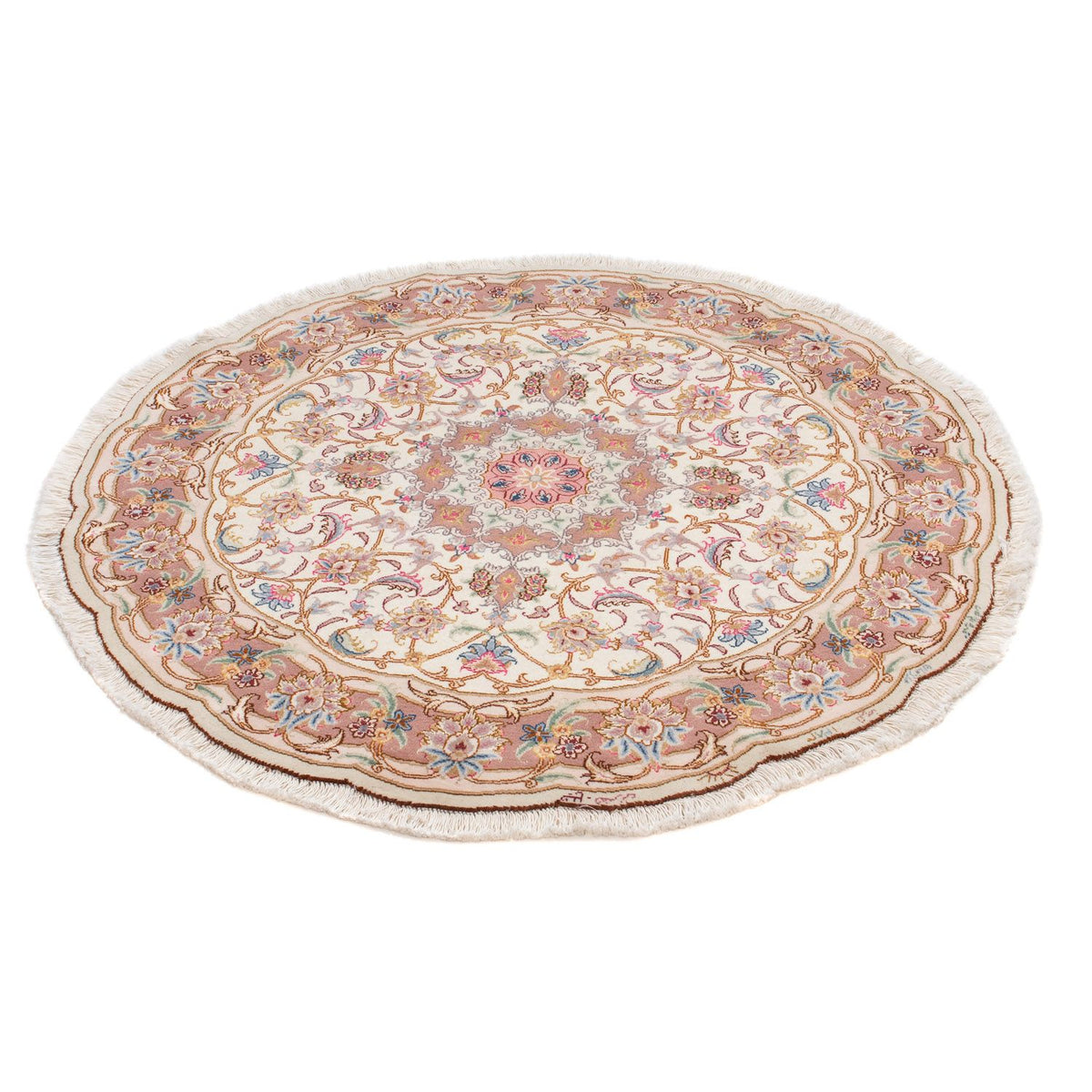 Perzisch tapijt - Tabriz - Royal rond  - 105 x 105 cm - beige