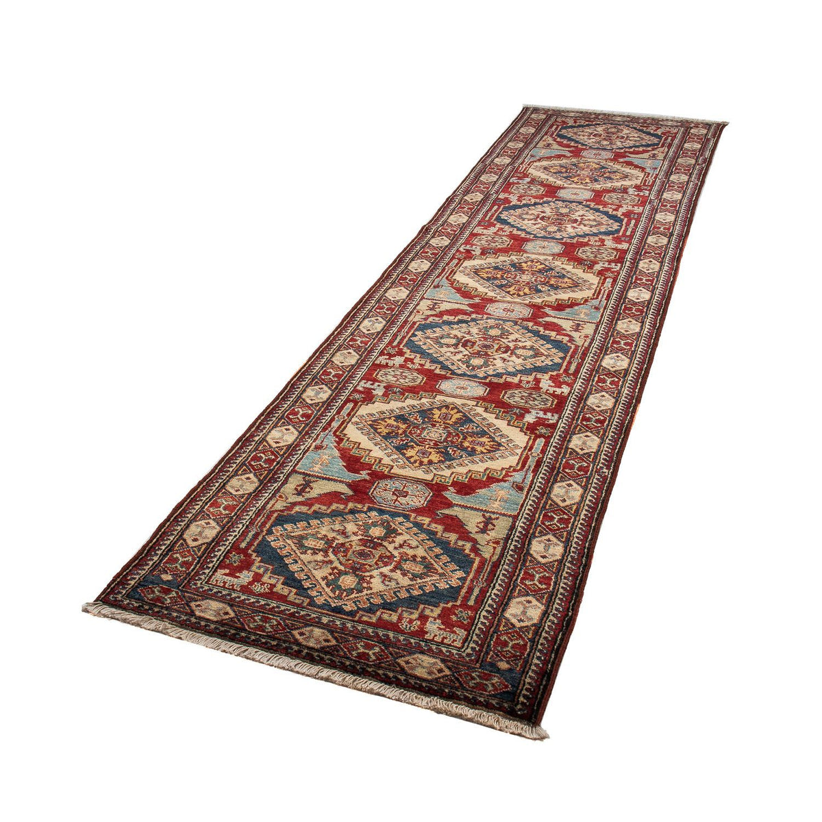 Loper Ziegler Tapijt - Kazak - 302 x 77 cm - donkerrood