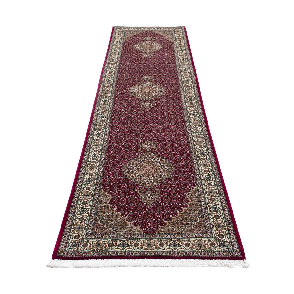 Loper Perzisch tapijt - Tabriz - 344 x 80 cm - donkerrood