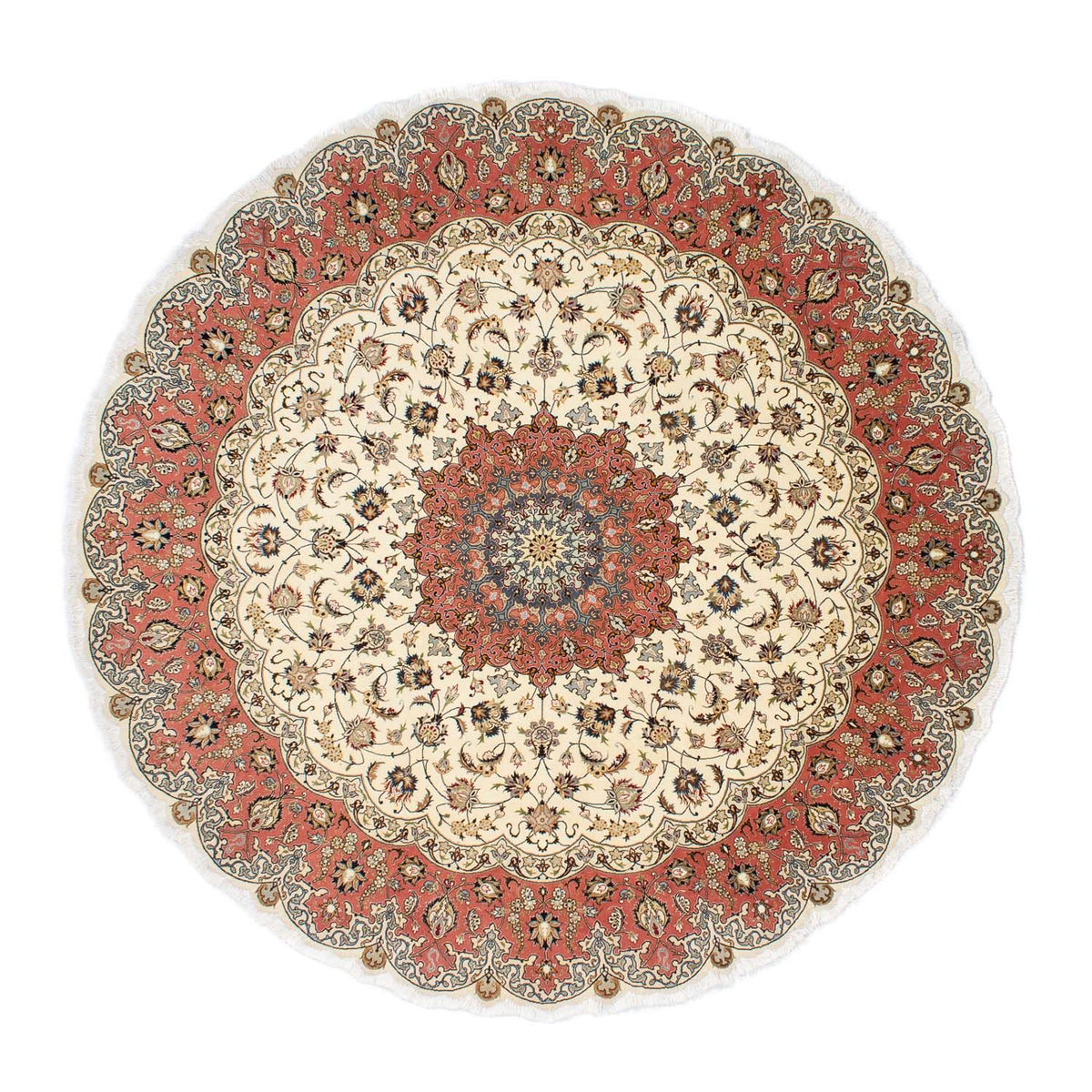 Perzisch tapijt - Tabriz - Royal rond  - 242 x 242 cm - beige