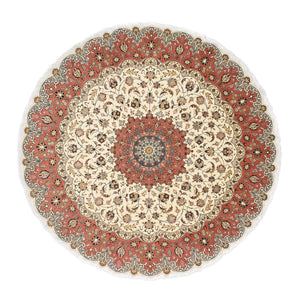 Perzisch tapijt - Tabriz - Royal rond  - 242 x 242 cm - beige