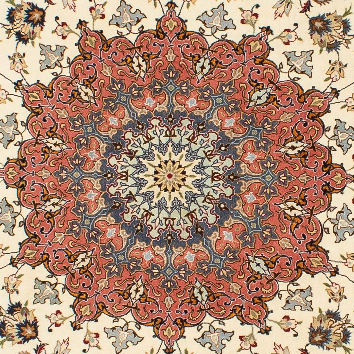 Perzisch tapijt - Tabriz - Royal rond  - 242 x 242 cm - beige