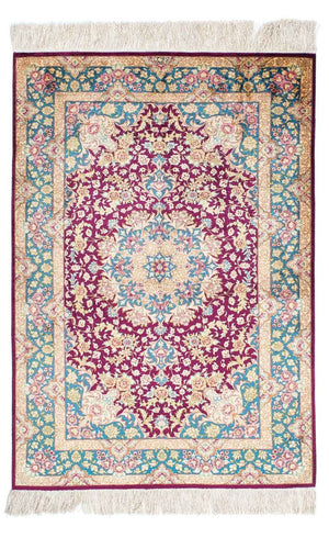 Perzisch tapijt - Ghom - 148 x 99 cm - donkerrood