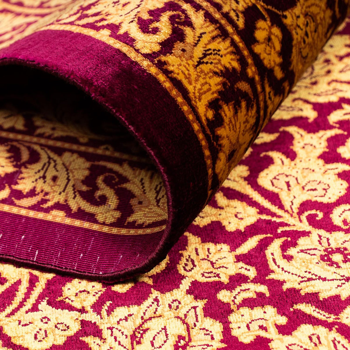 Zijden tapijt - Ghom Silk - Premium - 216 x 132 cm - donkerblauw