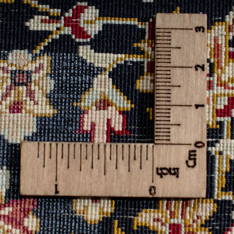 Zijden tapijt - Ghom Silk - Premium - 42 x 28 cm - donkerblauw