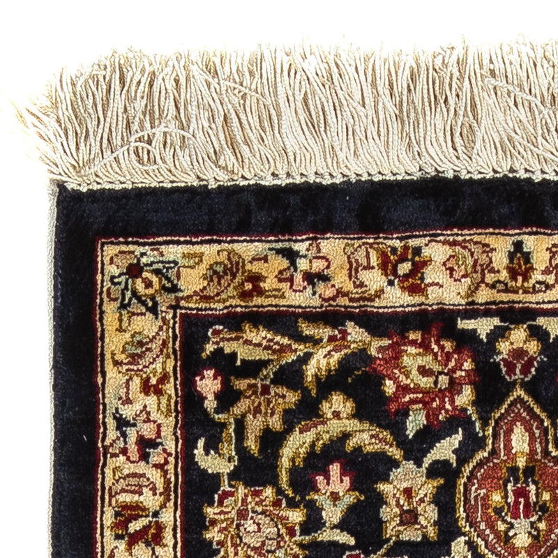 Zijden tapijt - Ghom Silk - Premium - 41 x 28 cm - donkerblauw