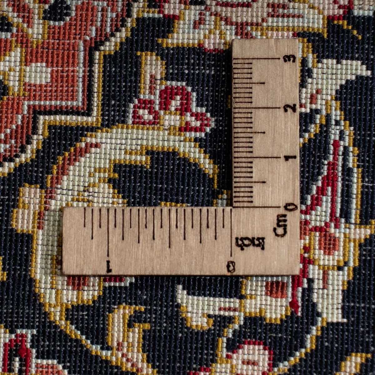 Zijden tapijt - Ghom Silk - Premium - 41 x 28 cm - donkerblauw