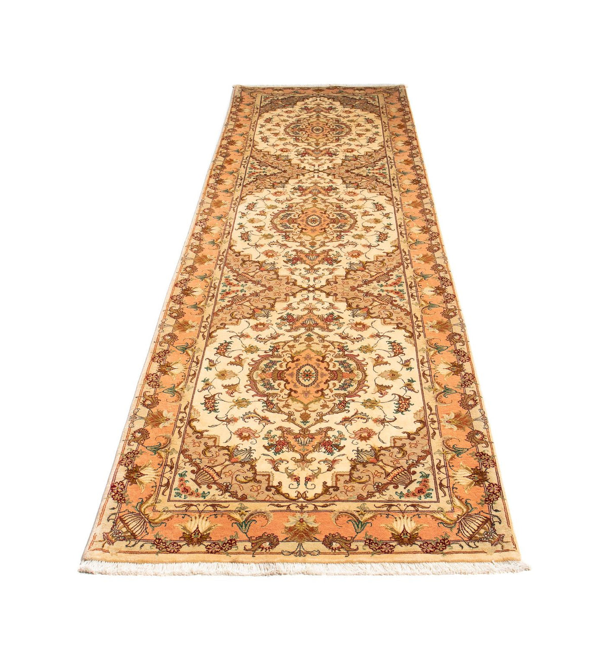 Loper Perzisch tapijt - Tabriz - Royal - 314 x 87 cm - lichtbruin