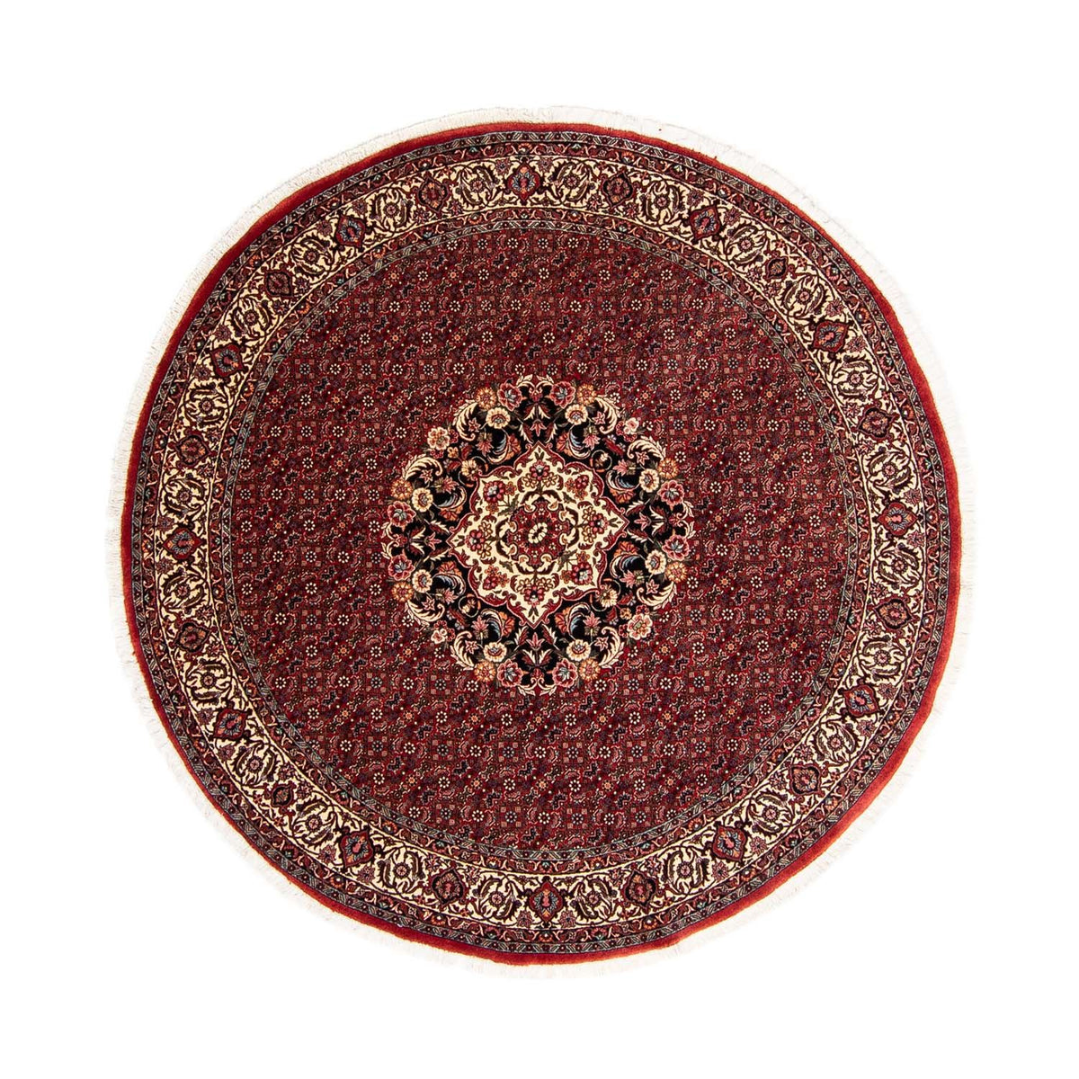 Perzisch tapijt - Bijar rond  - 205 x 205 cm - donkerrood