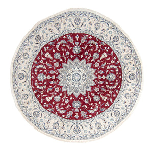 Perzisch tapijt - Nain rond  - 250 x 250 cm - donkerrood