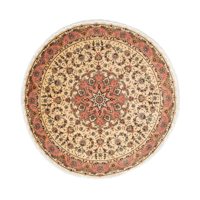 Perzisch tapijt - Tabriz - Royal rond  - 150 x 150 cm - lichtbruin