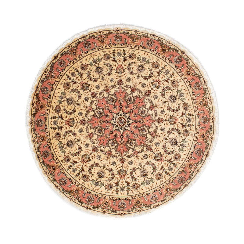 Perzisch tapijt - Tabriz - Royal rond  - 150 x 150 cm - lichtbruin