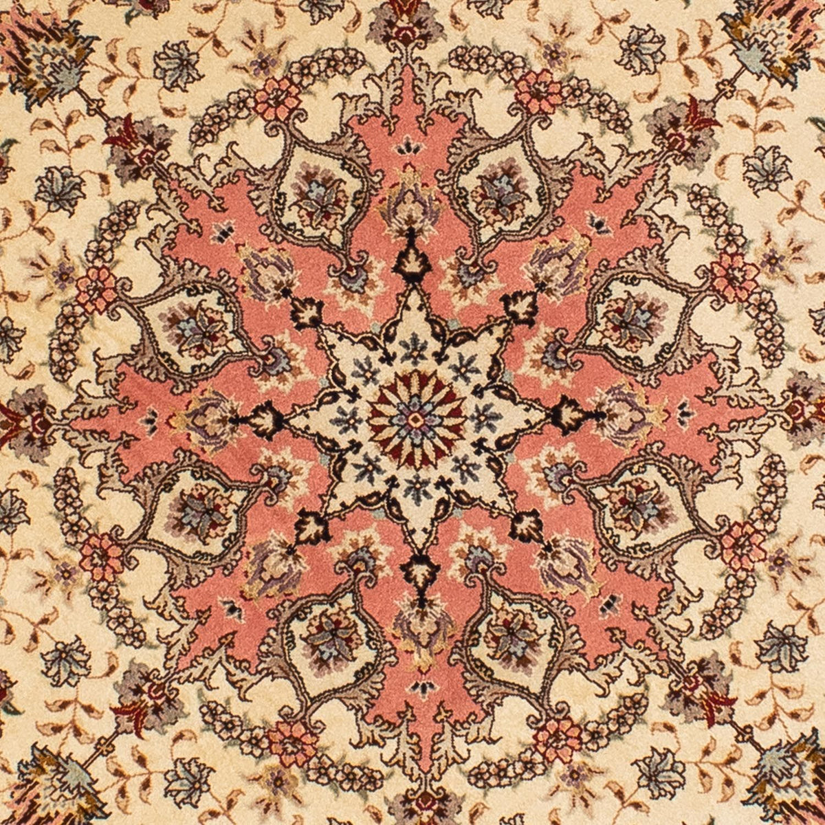 Perzisch tapijt - Tabriz - Royal rond  - 150 x 150 cm - lichtbruin