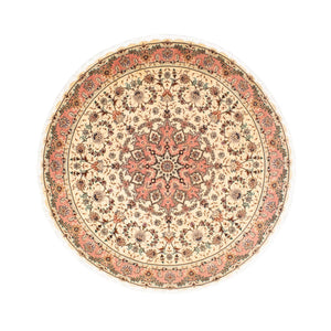 Perzisch tapijt - Tabriz - Royal rond  - 150 x 150 cm - beige