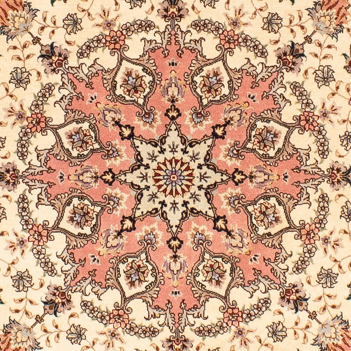 Perzisch tapijt - Tabriz - Royal rond  - 150 x 150 cm - beige