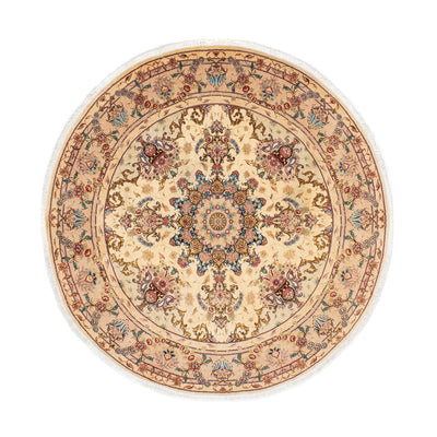 Perzisch tapijt - Tabriz - Royal rond  - 150 x 150 cm - lichtbruin