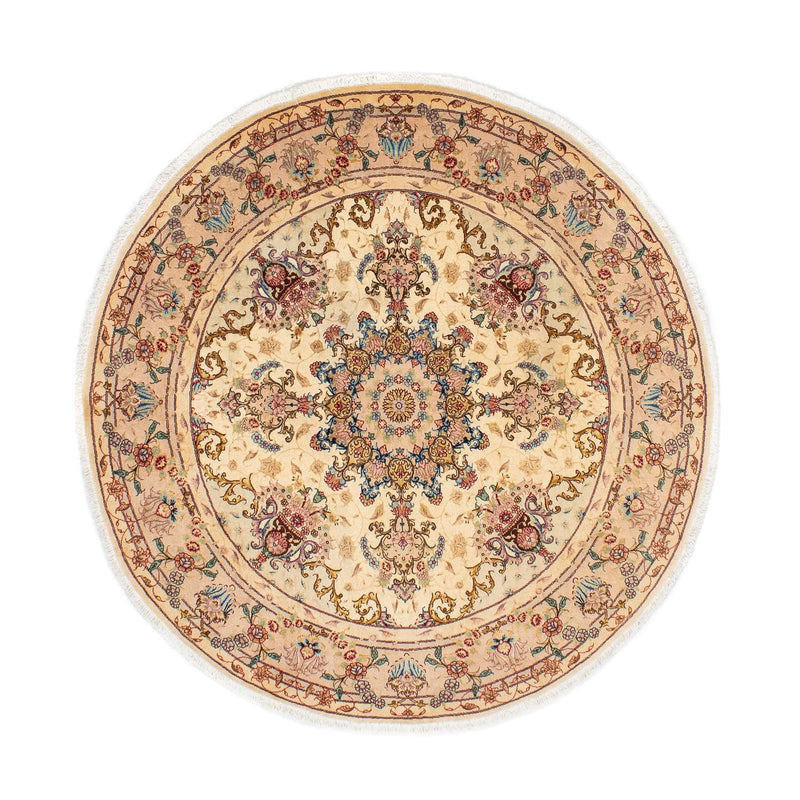 Perzisch tapijt - Tabriz - Royal rond  - 150 x 150 cm - lichtbruin