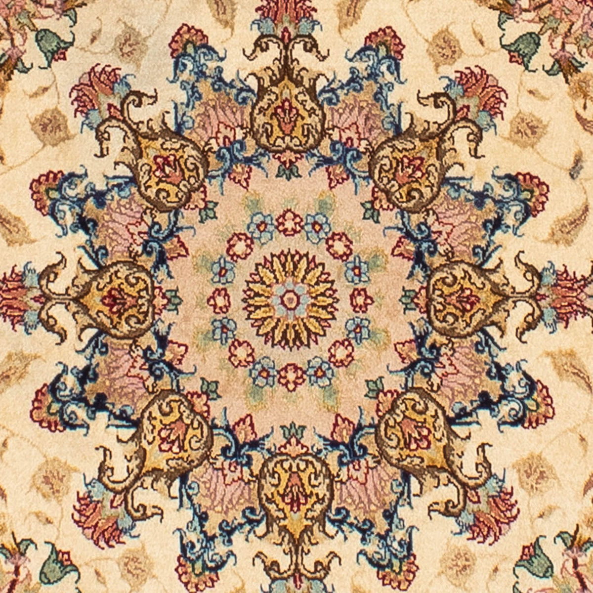 Perzisch tapijt - Tabriz - Royal rond  - 150 x 150 cm - lichtbruin