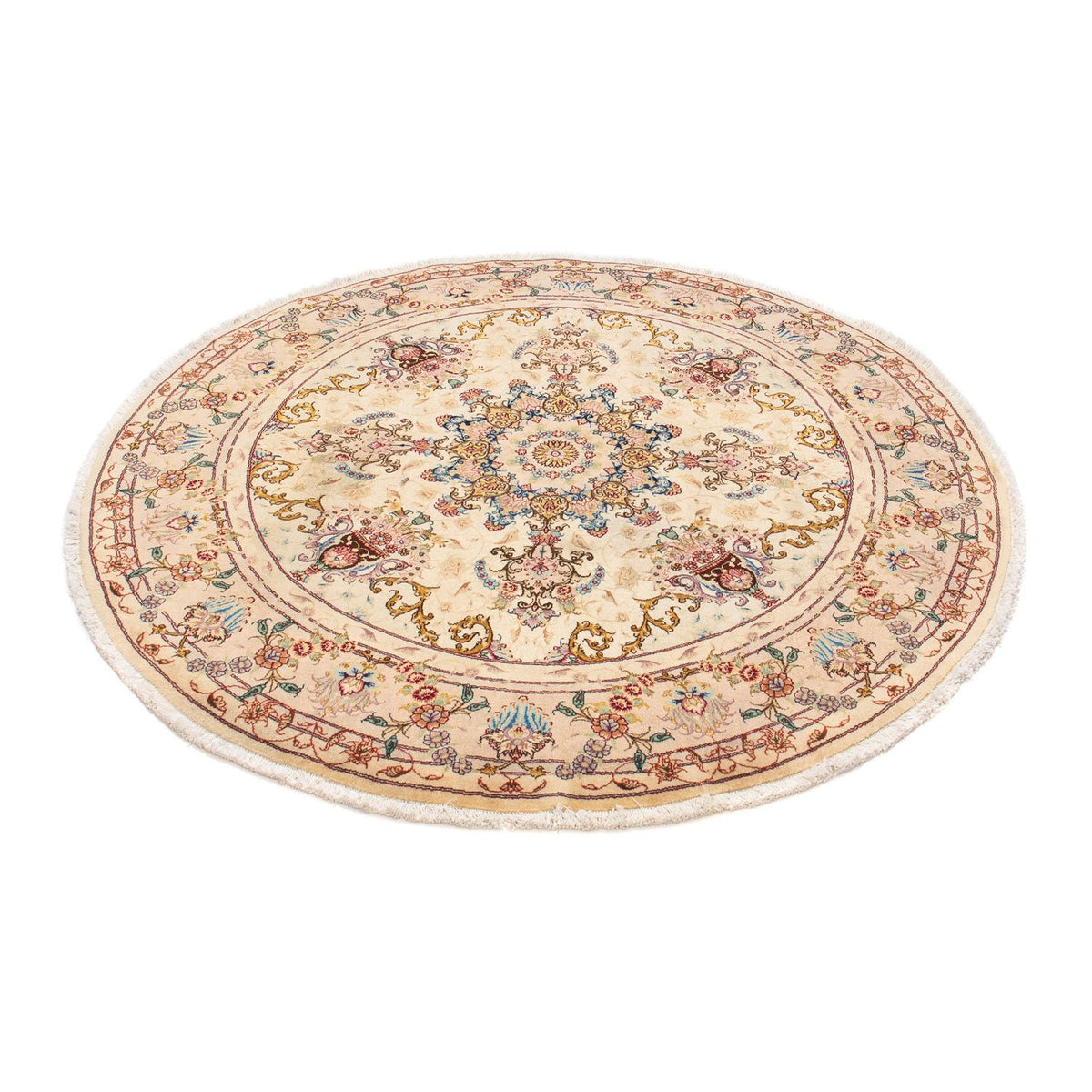 Perzisch tapijt - Tabriz - Royal rond  - 150 x 150 cm - lichtbruin