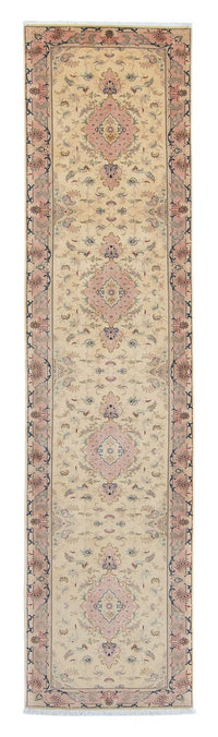 Loper Perzisch tapijt - Tabriz - Royal - 397 x 86 cm - beige