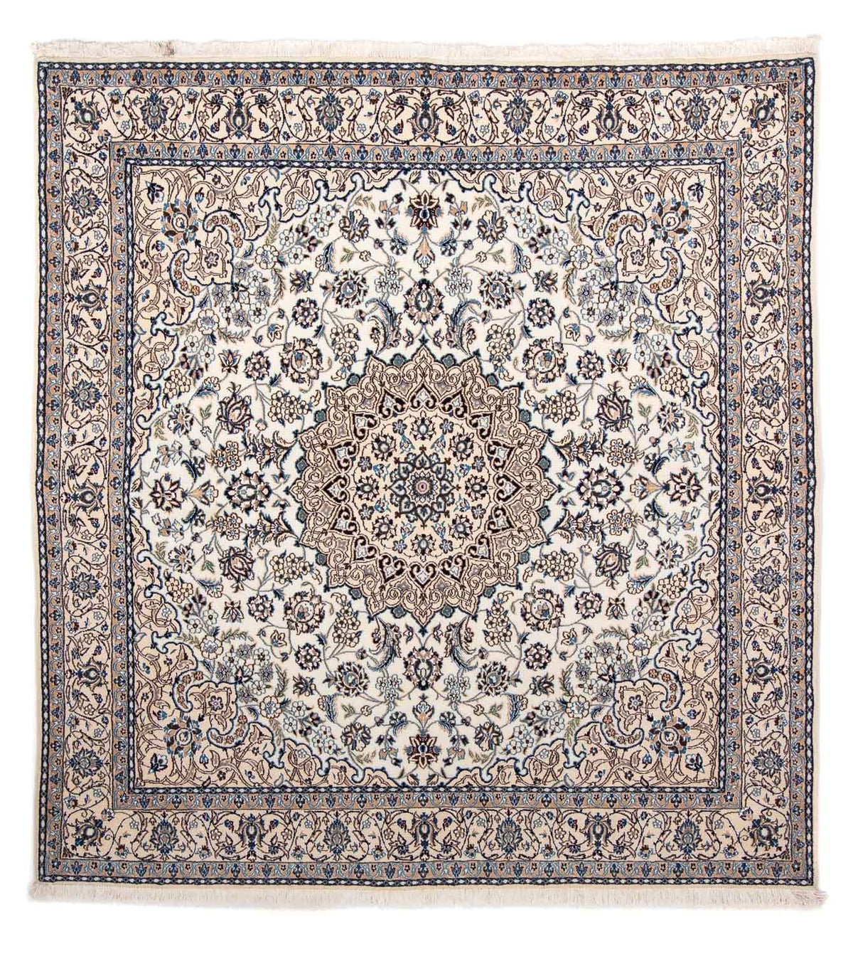 Perzisch tapijt - Nain - Koninklijk vierkant  - 210 x 202 cm - beige