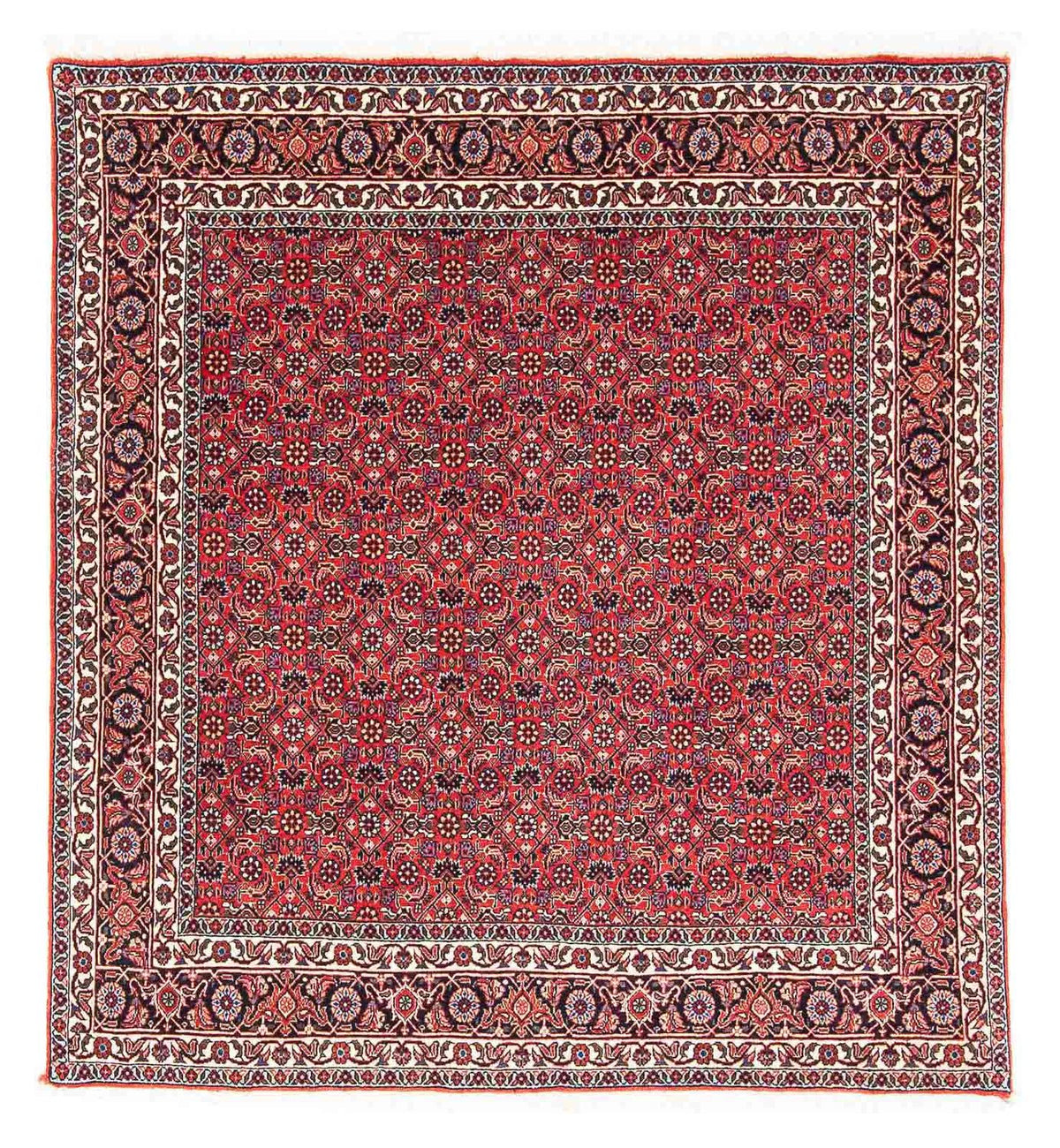 Perzisch tapijt - Bijar vierkant  - 126 x 124 cm - rood
