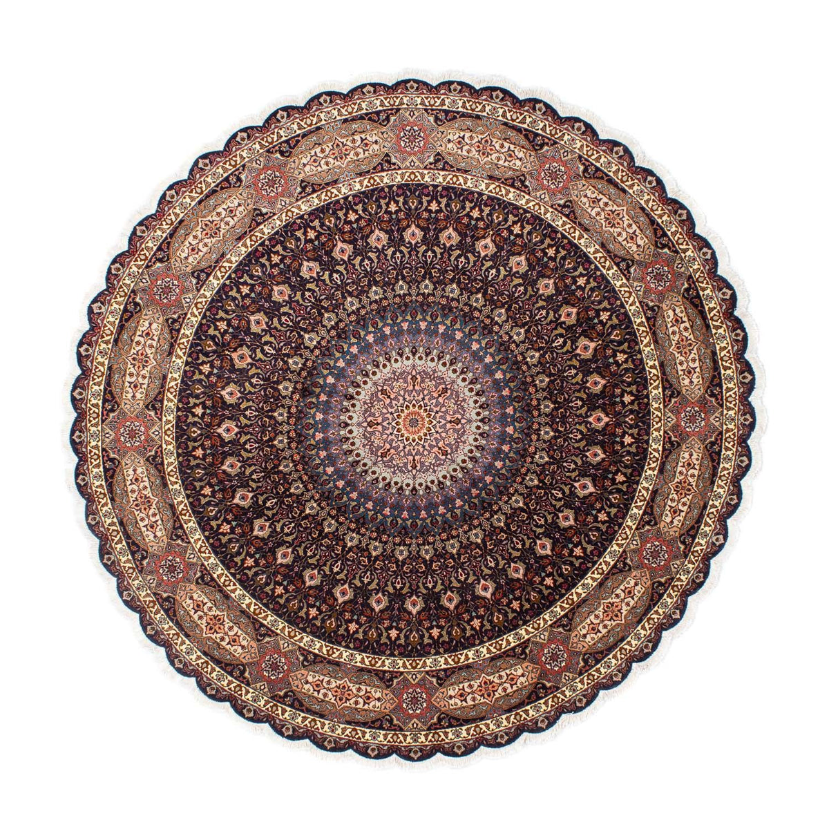 Perzisch tapijt - Tabriz - Royal rond  - 240 x 240 cm - donkerblauw