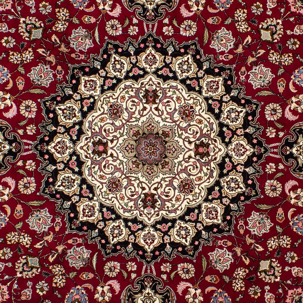 Perzisch tapijt - Tabriz - Royal rond  - 245 x 245 cm - donkerrood