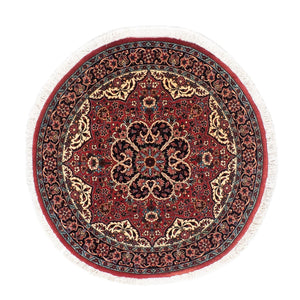 Perzisch tapijt - Bijar rond  - 100 x 100 cm - donkerrood
