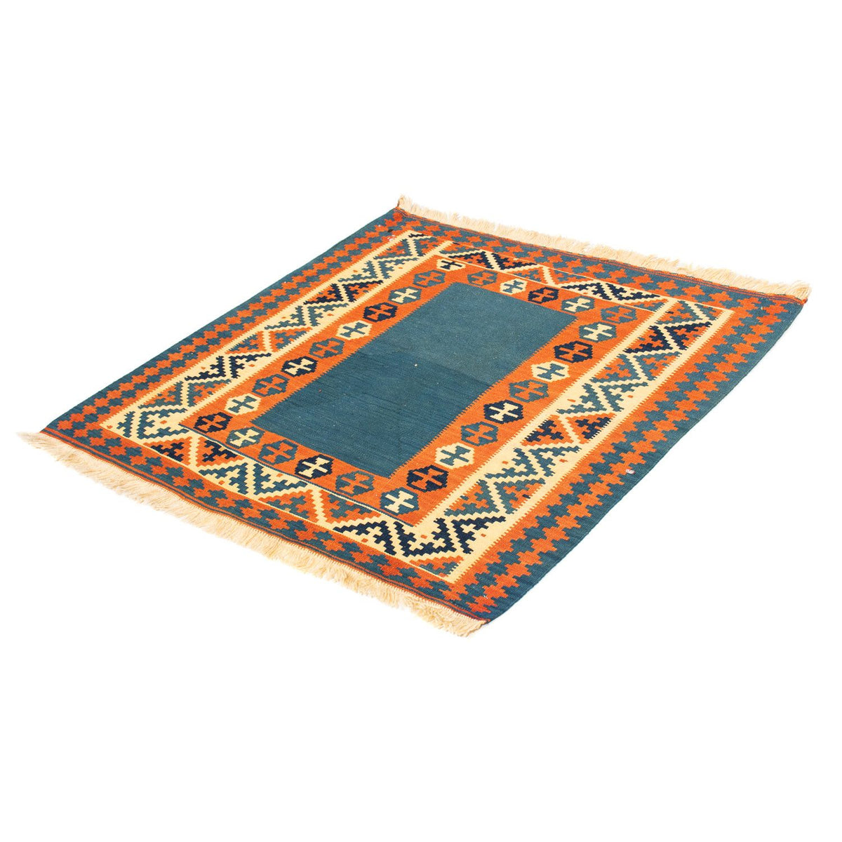 Kelim tapijt - Oosters vierkant  - 102 x 102 cm - donkerblauw